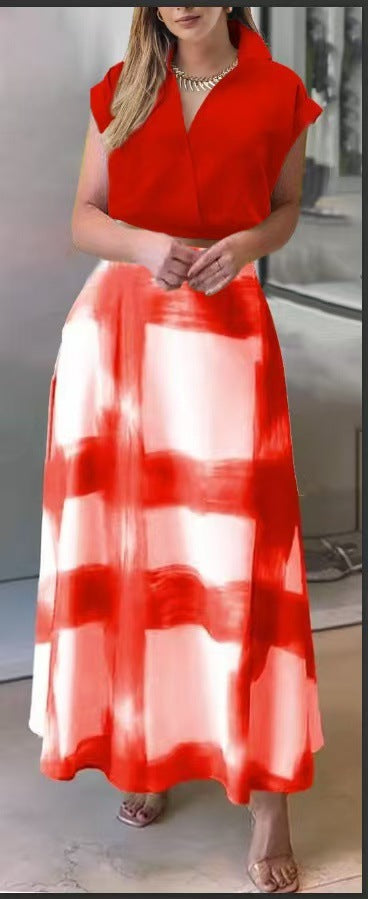 Damen elegante Hemdblusenkleid mit markanten Farbblöcken EB