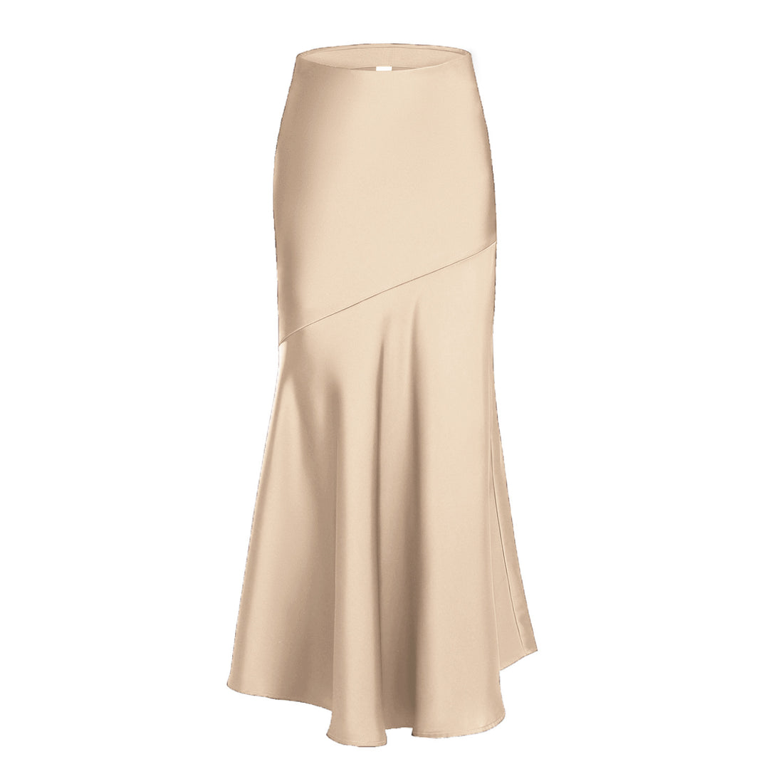 Damen Eleganter fließender Maxirock mit diagonaler Naht EB