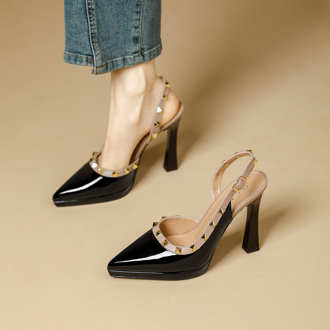 Damen Slingback-Pumps mit dekorativem Schmuckdetail EB