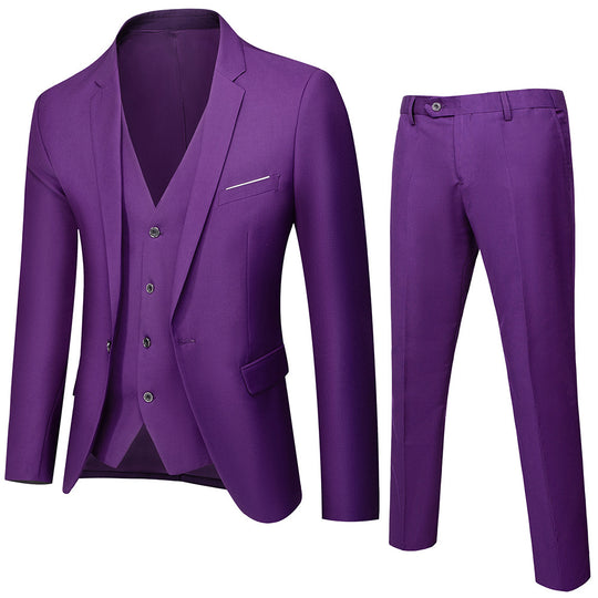 Herren nan dreiteiliges Business-Anzugset mit tailliertem Einreiher-Sakko, schmal geschnittener Weste und elegant geschnittener Anzughose EB