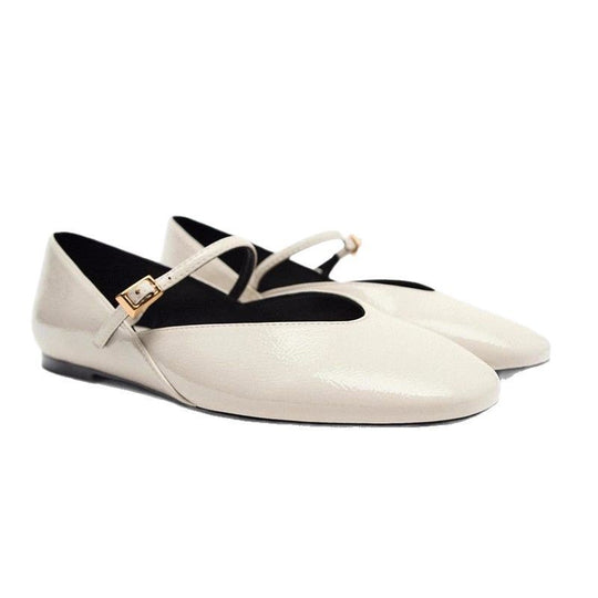 Damen Elegante Slip-On Ballerinas mit verstellbarem Riemen und hochwertiger Oberflächenstruktur EB