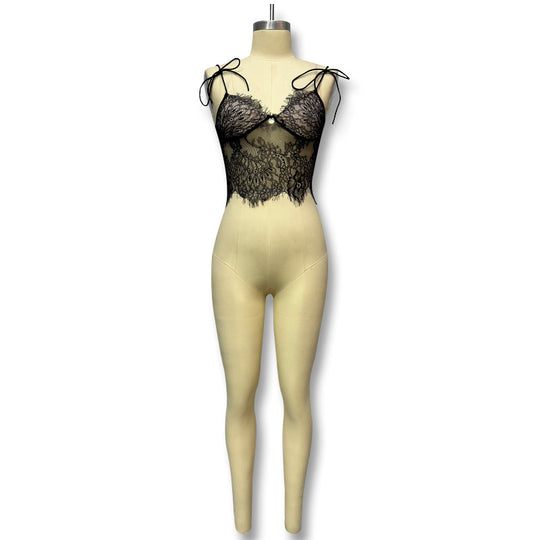 Damen Spitzen-Cami-Top mit verstellbaren Trägern und romantischen Details EB