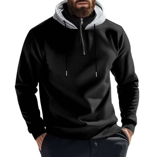 Herren Sportlicher Kapuzenpullover mit halbem Reißverschluss und atmungsaktivem Material EB