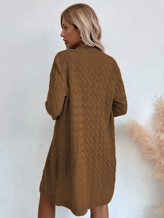 Damen Großer Strickmantel mit strukturiertem Muster und lässigem Schnitt EB