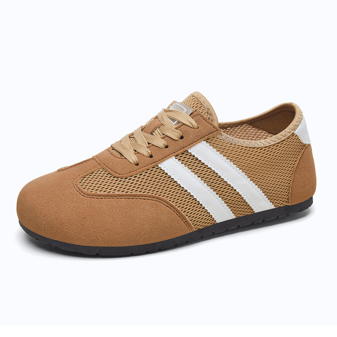 Damen nan retro-sportlicher Low-Top Sneaker mit atmungsaktivem Mesh, Veloursüberzügen und rutschfester Gummilaufsohle EB