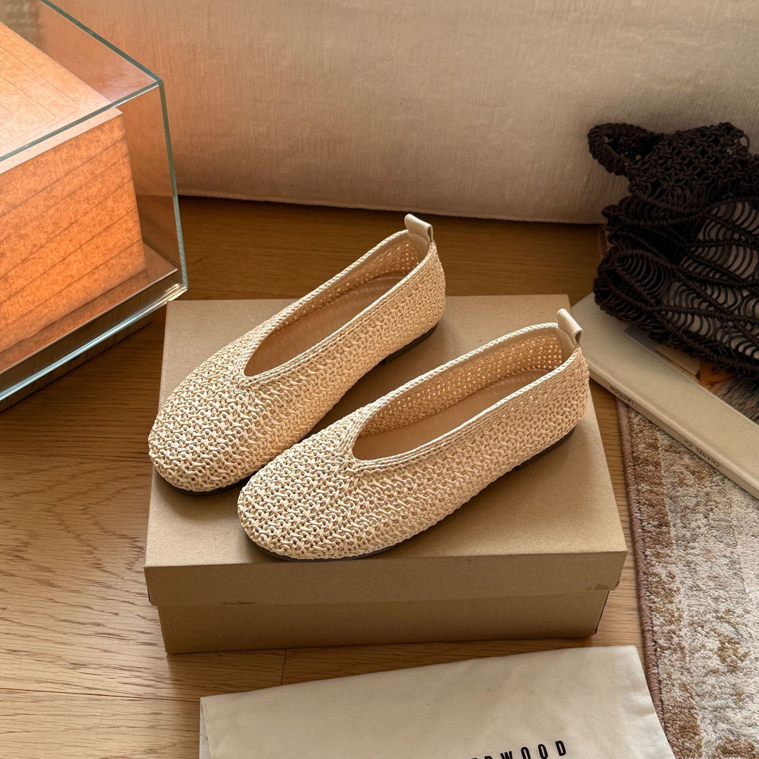 Damen Komfortable Slip-On Ballerinas mit modischem Flechtmuster EB