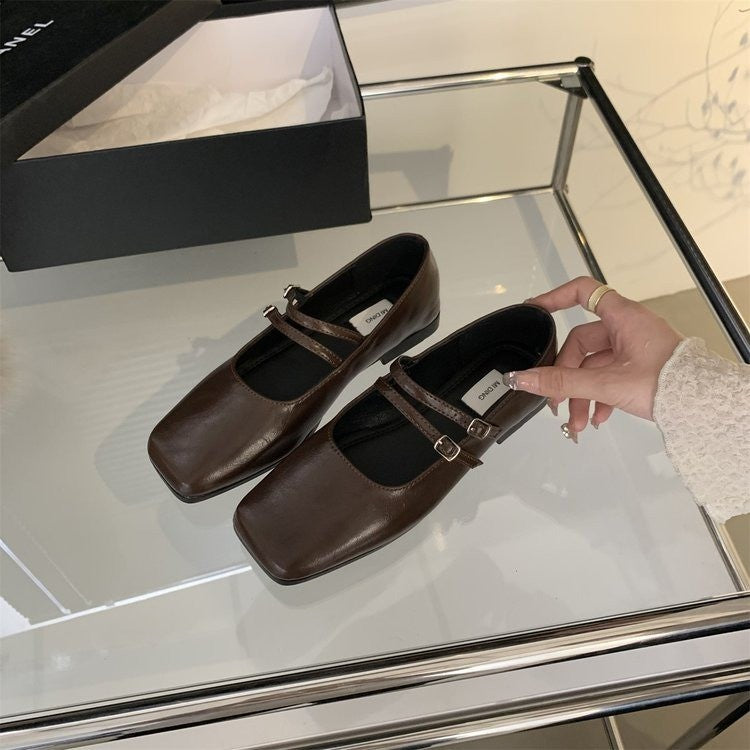Damen elegante Ballerinas mit modischer Doppel-Riemchen-Applikation EB
