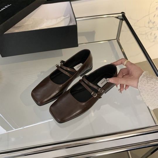 Damen elegante Ballerinas mit modischer Doppel-Riemchen-Applikation EB