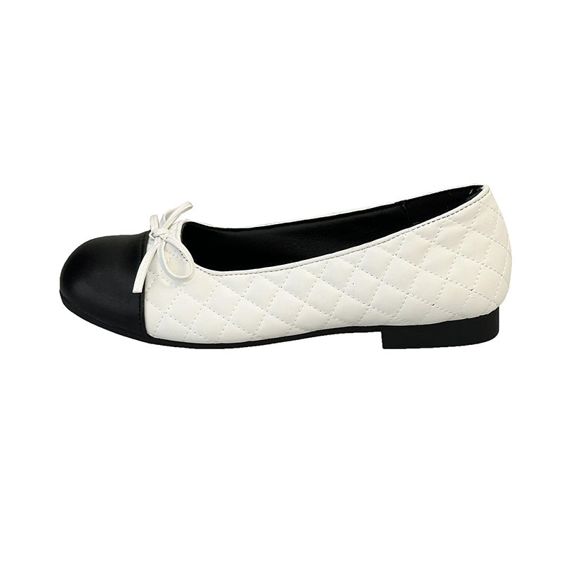 Damen edle Ballerinas mit feinem Schleifendetail und kontrastierendem Zehenbereich EB