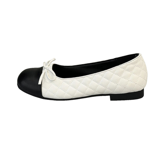 Damen edle Ballerinas mit feinem Schleifendetail und kontrastierendem Zehenbereich EB