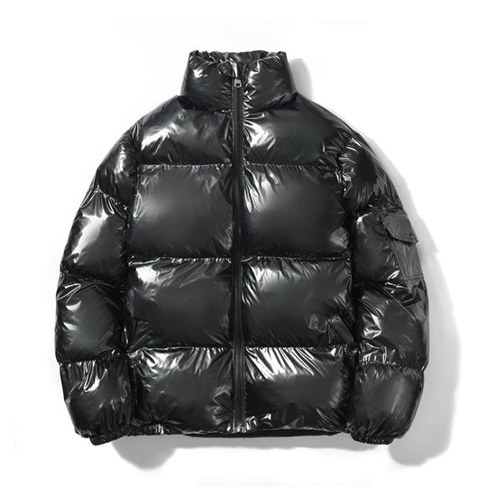 Herren nan glänzende Oversize Daunenoptik Steppjacke mit hohem Stehkragen und elastischen Bündchen EB