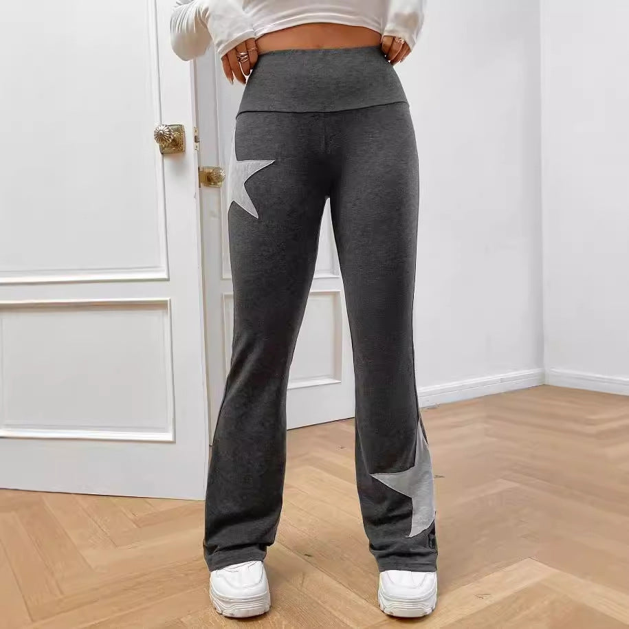 Damen legere Bootcut-Leggings mit Sternen-Motiv EB