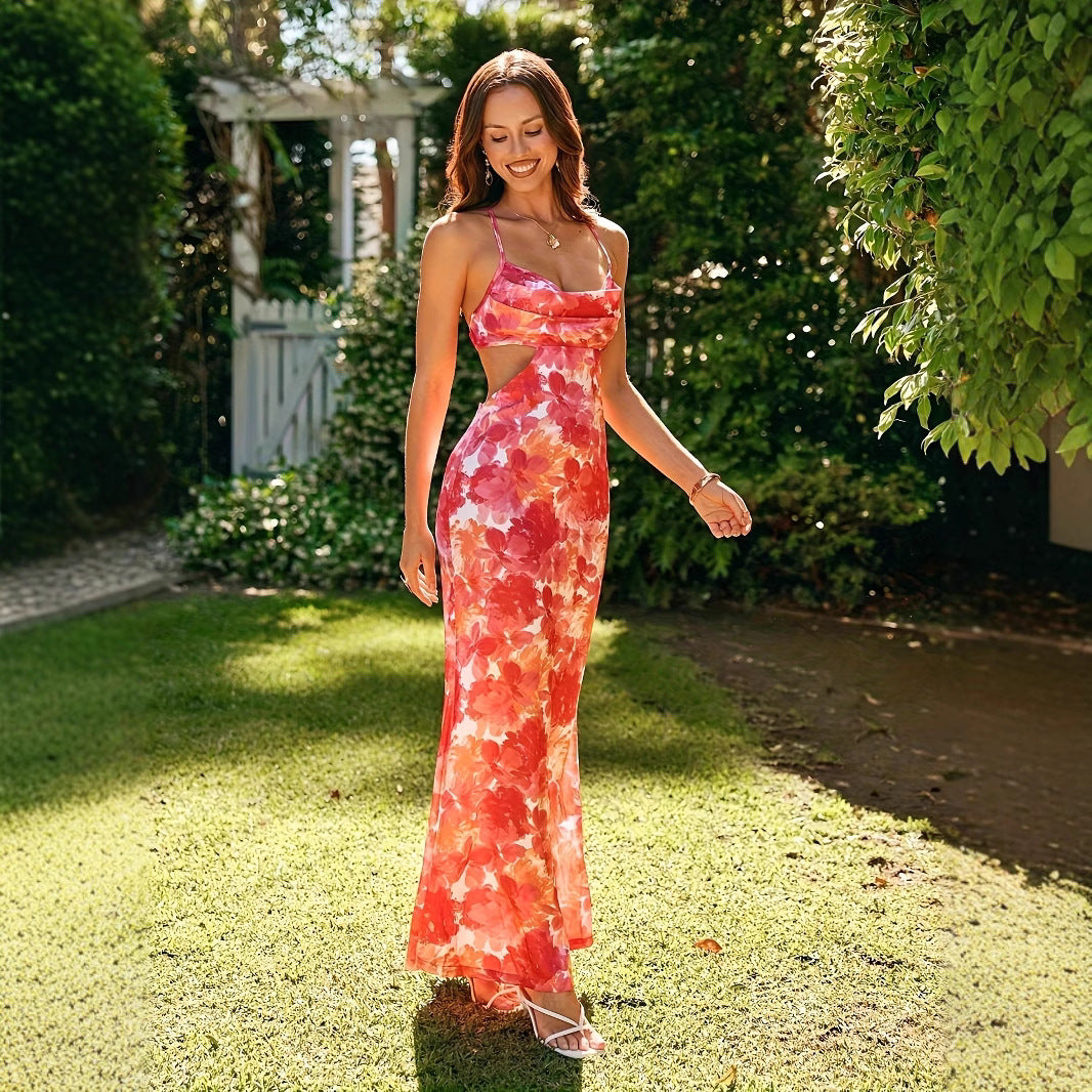 Damen Elegantes Sommerkleid mit Cut-Out-Details und floraler Musterung EB