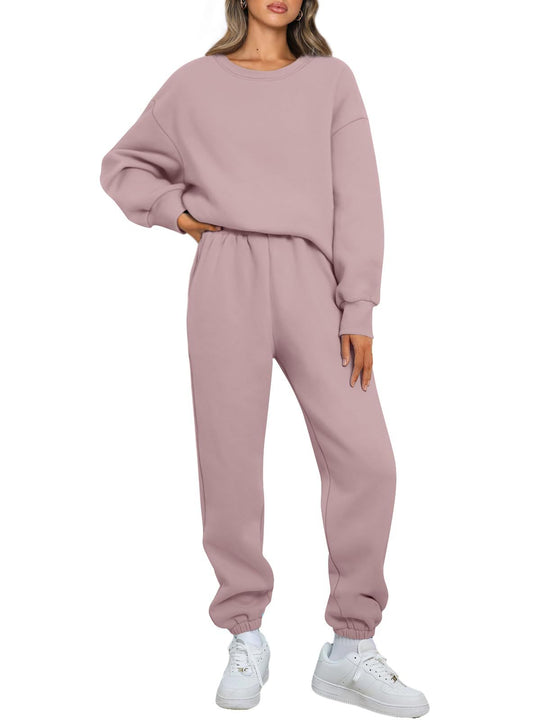 Damen nan gemütliches zweiteiliges Lounge-Set aus French-Terry mit Oversize-Sweatshirt und taillierter Jogginghose EB