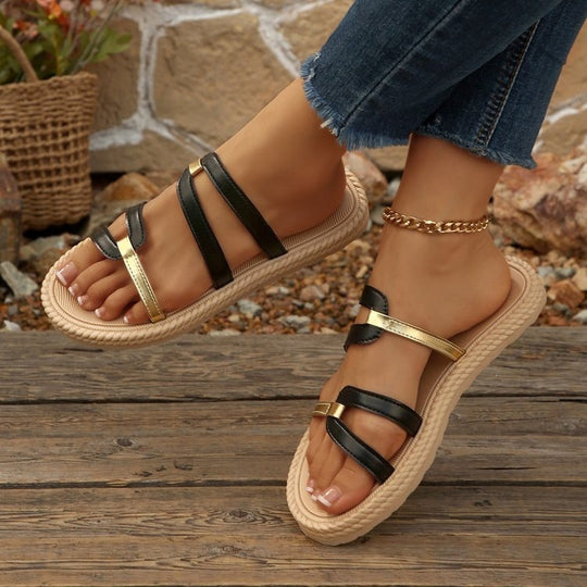 Damen Sommerliche Zehentrenner Sandalen EB
