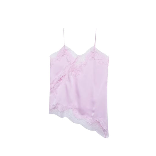 Damen-Spitzen-Camisole mit asymmetrischem Schnitt und eleganten Punkten EB