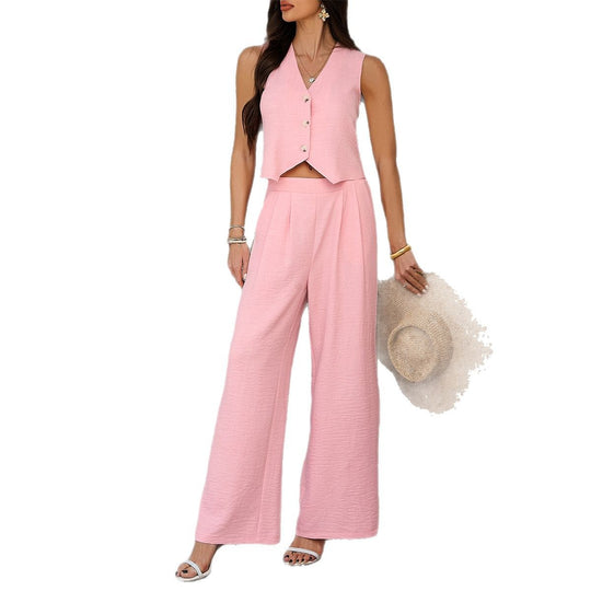 Damen Zweiteiliges Set mit cropped Top und weitem Hose EB