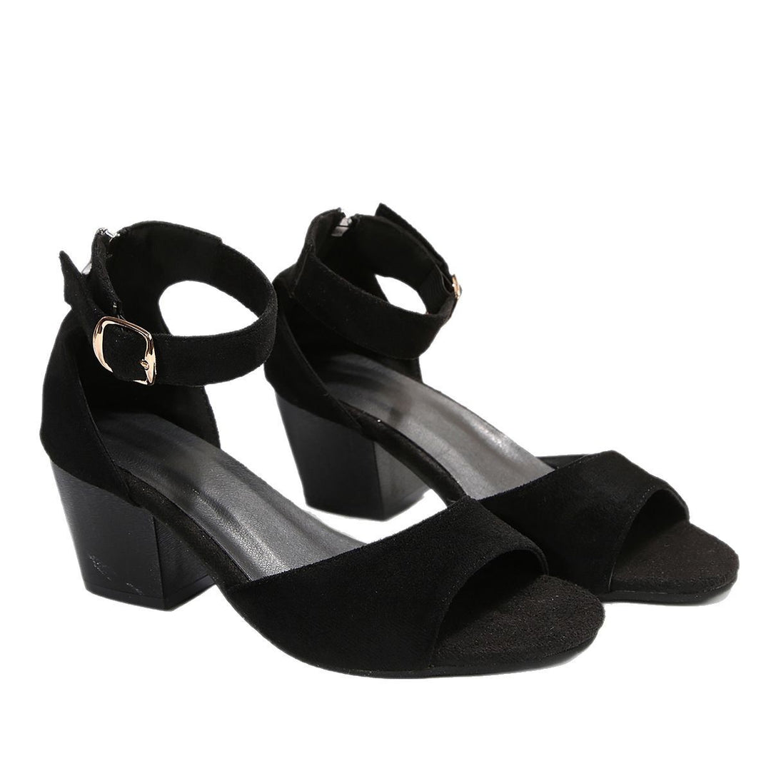 Damen Elegante Sandaletten mit Schnallen-Detail und bequemen Blockabsatz EB