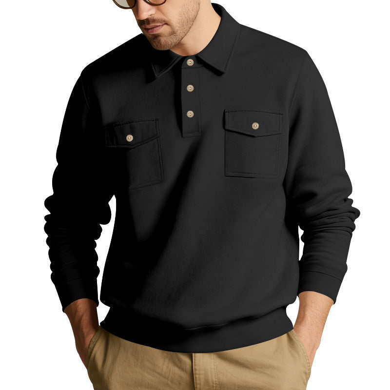 Herren Freizeit-Pullover mit praktischen Brusttaschen und modernem Stehkragen EB