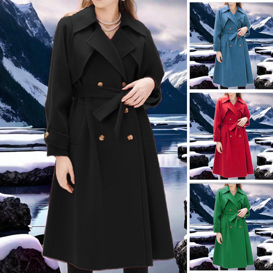 Damen eleganter Trenchcoat mit doppelter Knopfleiste und tailliertem Schnitt EB