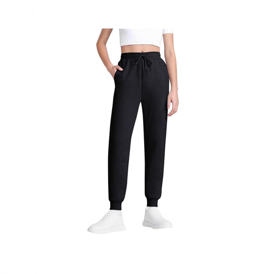 Damen nan schlanke hochgeschnittene Jogginghose mit Tunnelzug, Eingrifftaschen und Bündchen EB