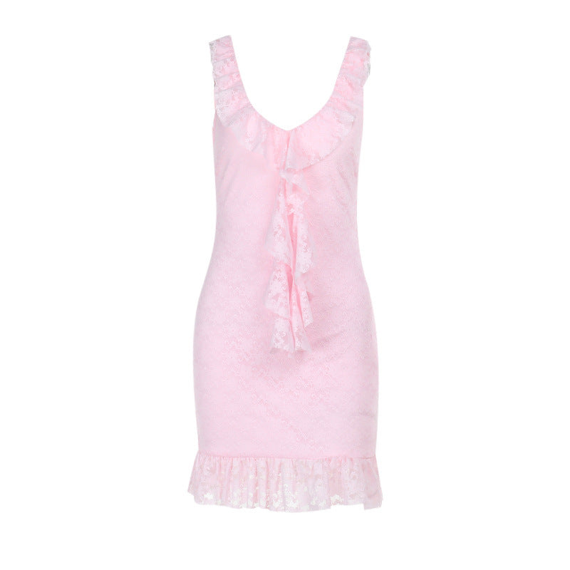 Damen Sexy Wickeldress mit Rüschendekoration und figurbetontem Schnitt EB
