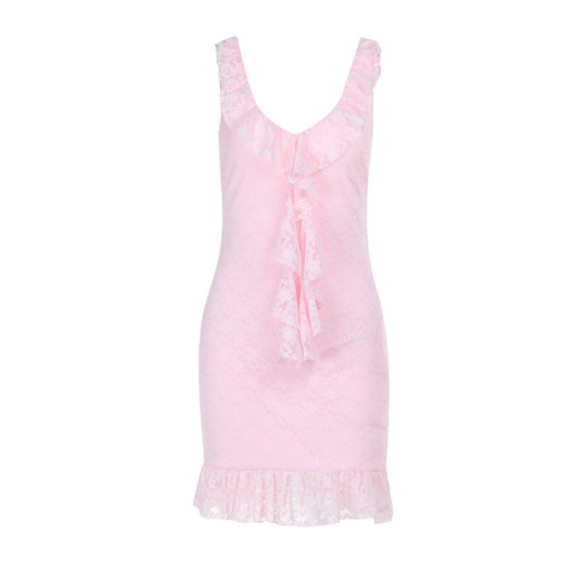 Damen Sexy Wickeldress mit Rüschendekoration und figurbetontem Schnitt EB