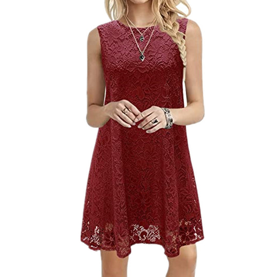 Damen elegantes Spitzenkleid mit A-Linien-Schnitt EB