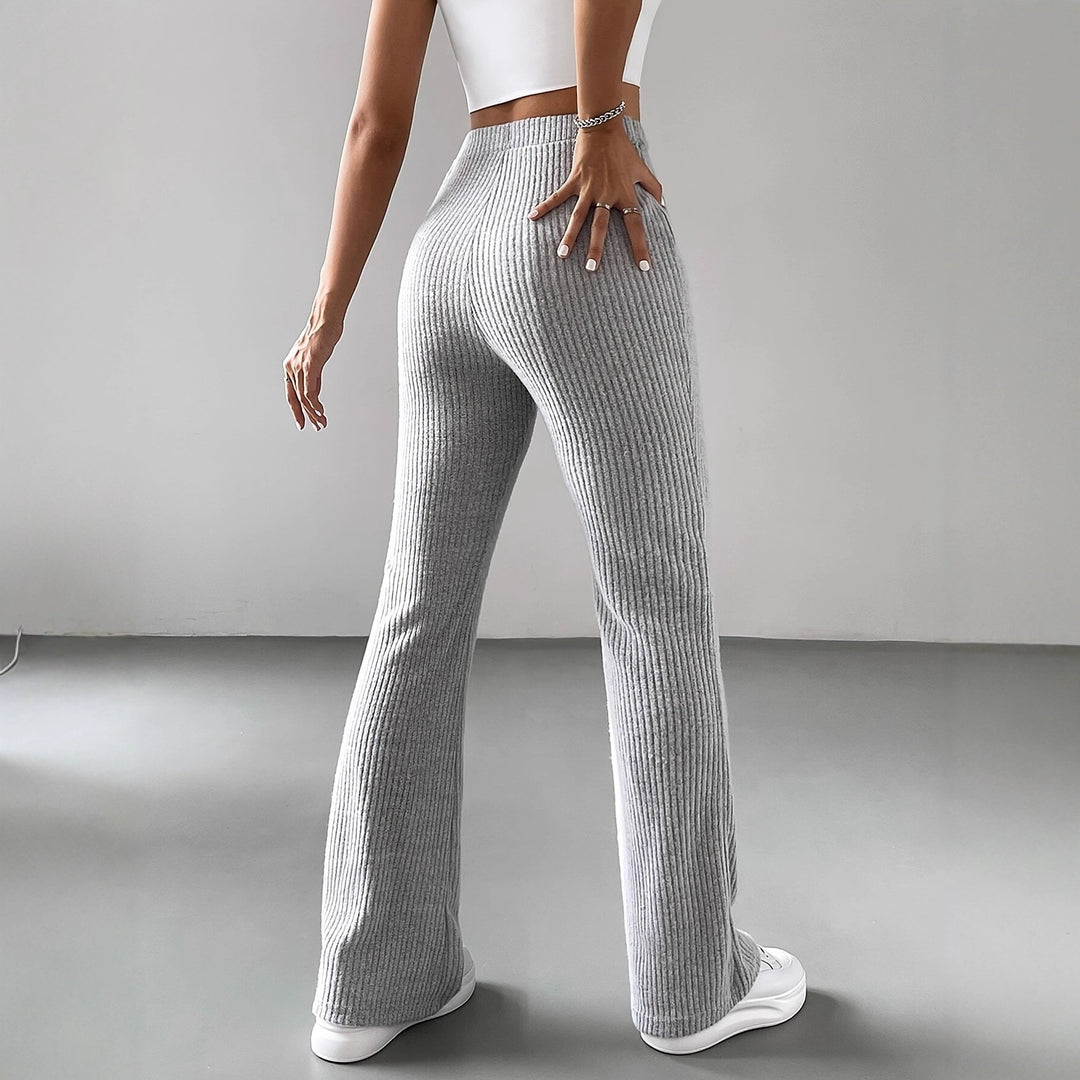 Damen Strickhose mit weitem Bein und Rippstruktur EB