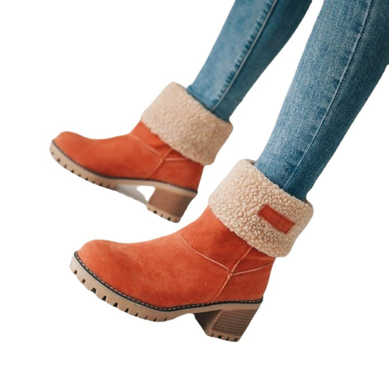 Damen Warmfutter Stiefeletten mit verspieltem Falten-Design EB