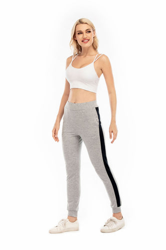 Damen Sportliche Freizeithose mit elastischem Bündchen und seitlichen Kontraststreifen EB