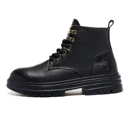 Damen modische Lederstiefel mit robustem Profil und komfortablem Futter EB