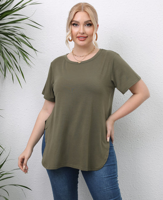 Damen lässiges T-Shirt mit seitlichen Eingrifftaschen EB