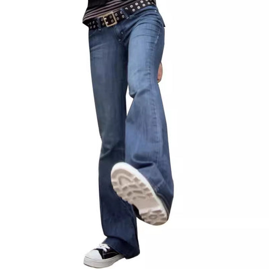 Damen Weit geschnittene Bootcut Jeans mit lässigem Schnitt und mittlerer Taille EB