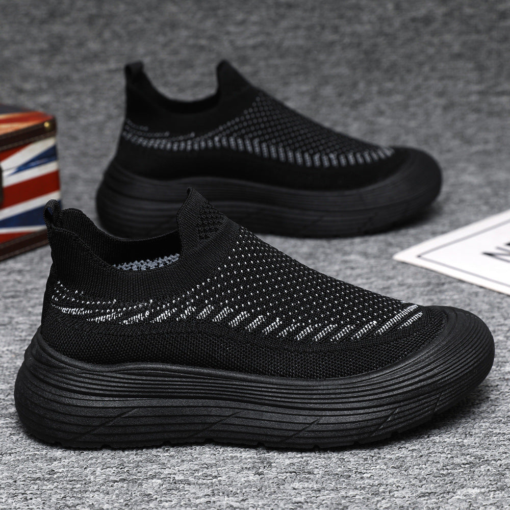 Damen Trendige Slip-On Sneakers mit atmungsaktiver Strickoberfläche und rutschfester Sohle EB