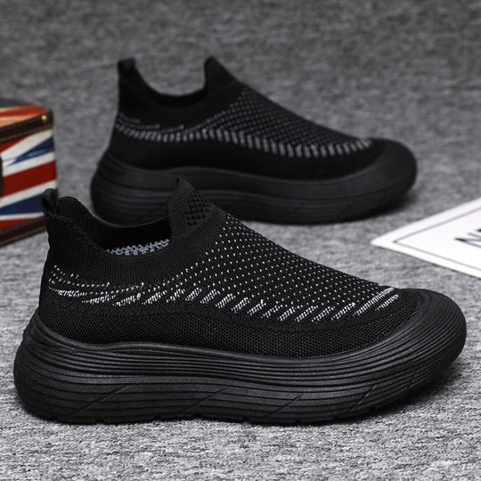 Damen Trendige Slip-On Sneakers mit atmungsaktiver Strickoberfläche und rutschfester Sohle EB