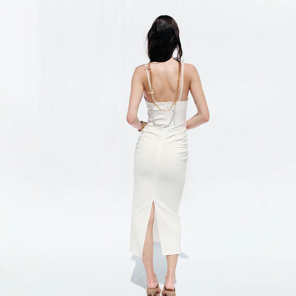 Damen figurbetontes Cut-Out Kleid mit schmalen Trägern und tailliertem Schnitt EB