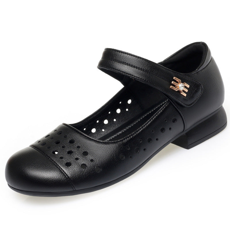 Damen Mary Jane Flatschuhe mit durchbrochenem Design und bequemem Riemen EB