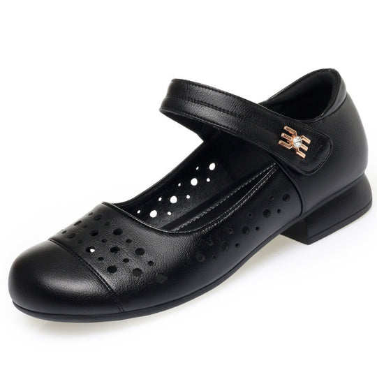 Damen Mary Jane Flatschuhe mit durchbrochenem Design und bequemem Riemen EB