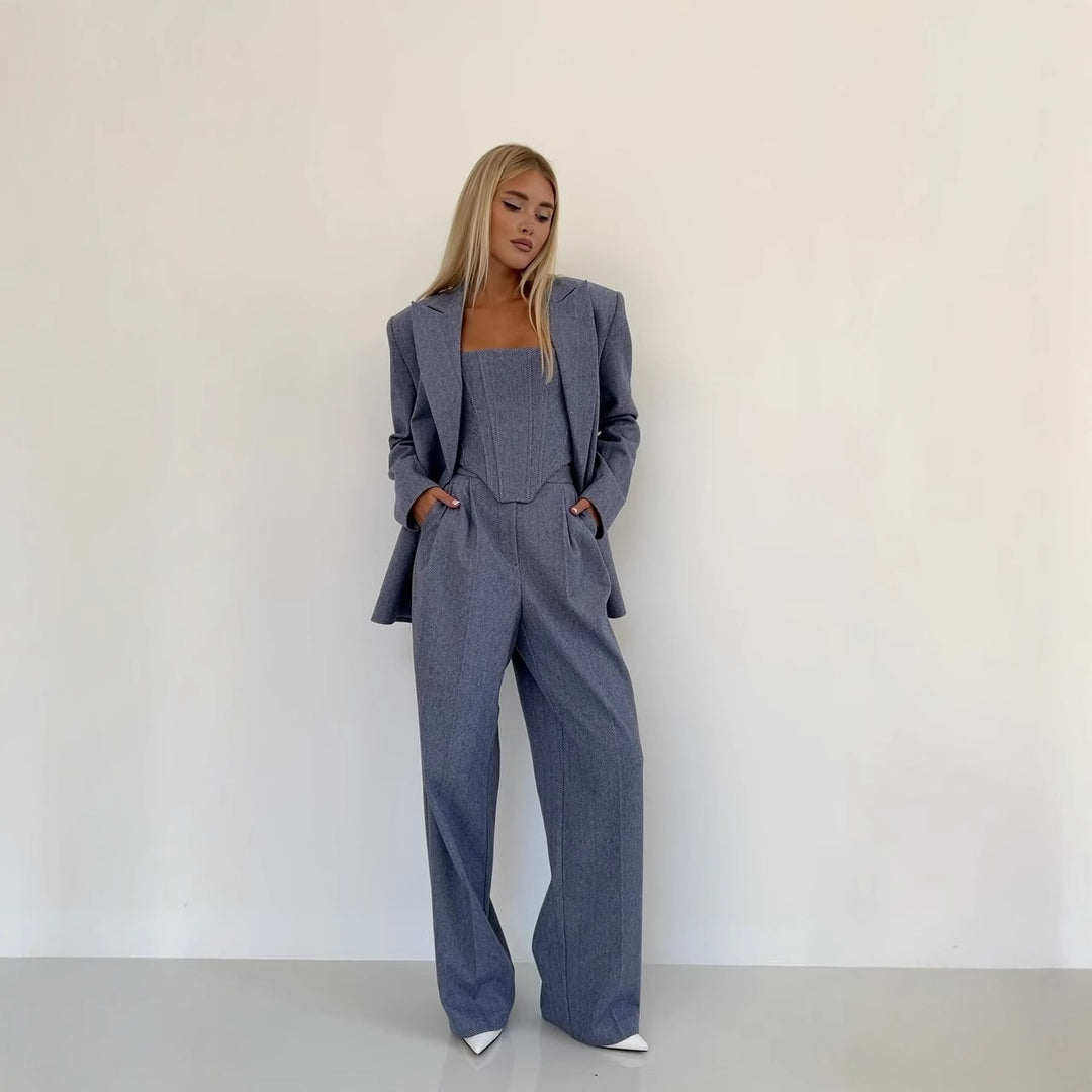 Damen Blazer mit Taillengürtel und schickem Revers EB