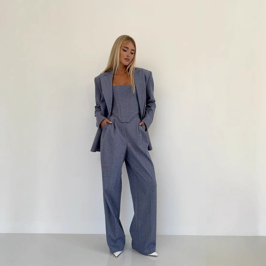 Damen Blazer mit Taillengürtel und schickem Revers EB