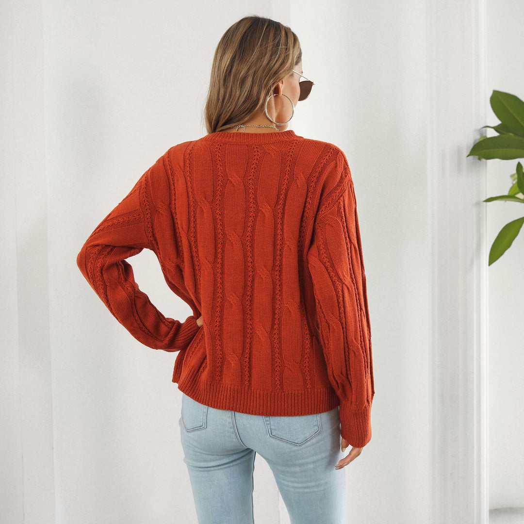 Damen Strickpullover mit strukturiertem Zopfdesign und weitem Schnitt EB