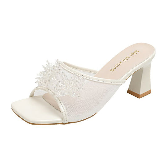 Damen Mules mit funkelndem Strassbesatz EB