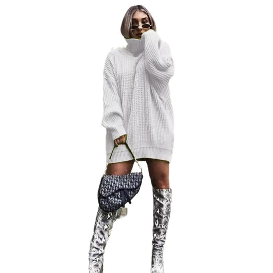 Damen Oversized Strickpullover im modernen Waffelmuster EB
