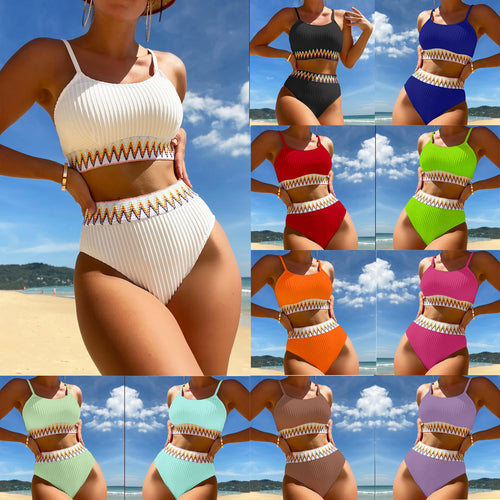 Damen Hochtailliertes Bikiniset mit raffinierten Zierdetails EB