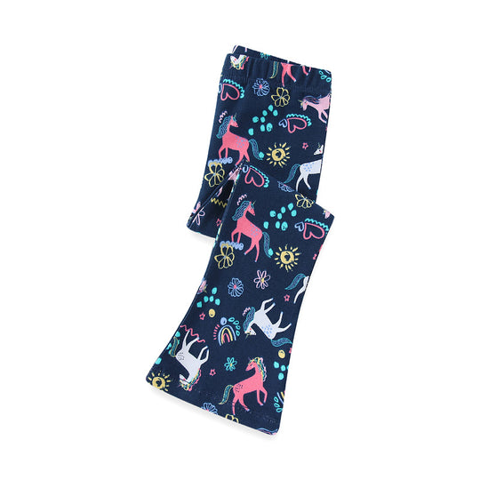 Mädchen Leggings mit verspieltem Einhorn- und Blütenmuster EB