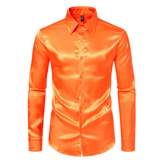 Herren Elegantes und glänzendes Langarmhemd mit innovativer Textur EB