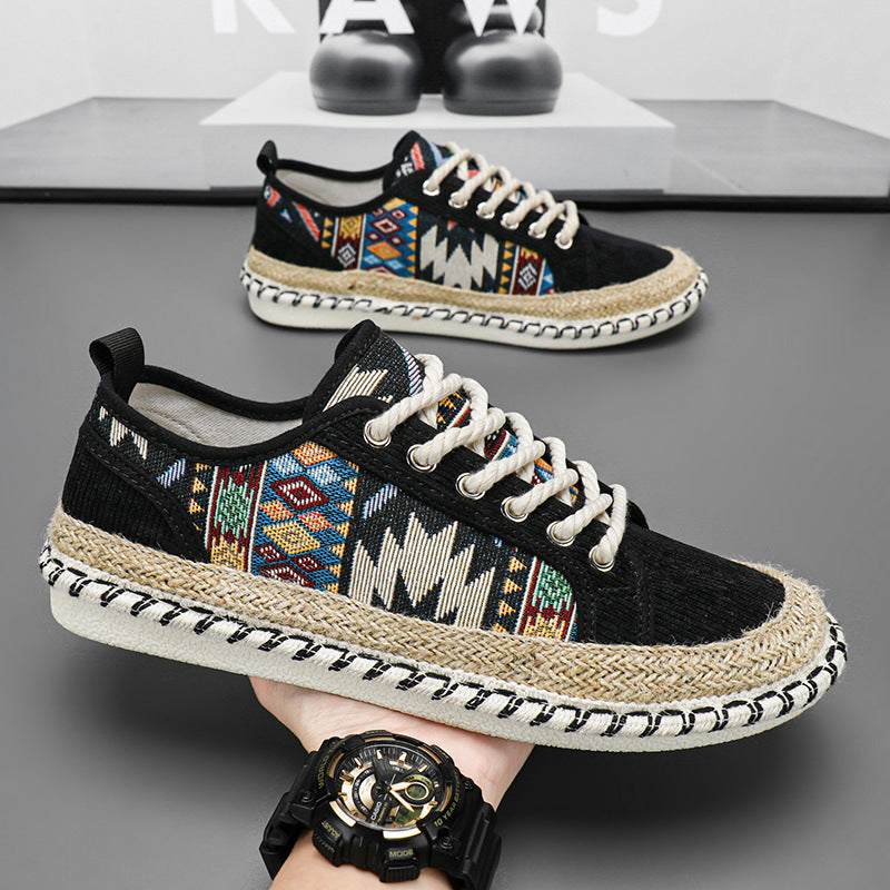 Damen Espadrilles-Sneaker mit exotischem Musterdruck und modischer Kordelsohle EB