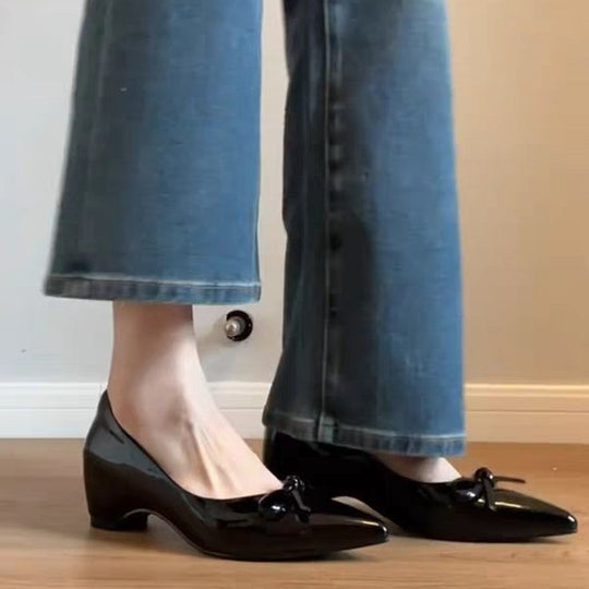 Damen elegante Pumps mit modischem Schleifenakzent EB