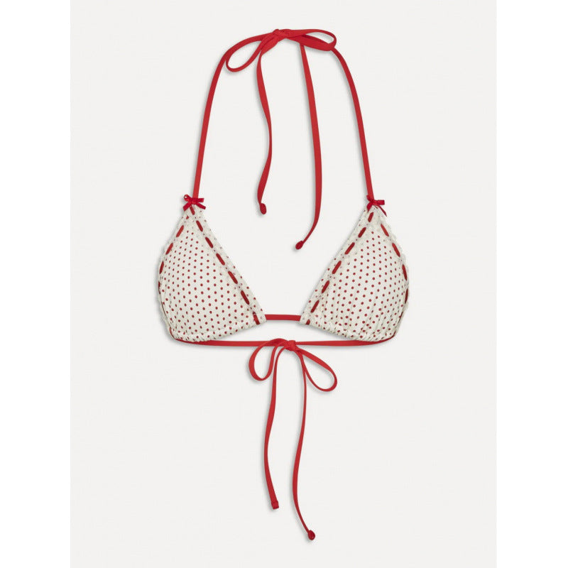 Damen Triangel-Bikini mit verspieltem Punkte-Design und verstellbaren Bindebändern EB